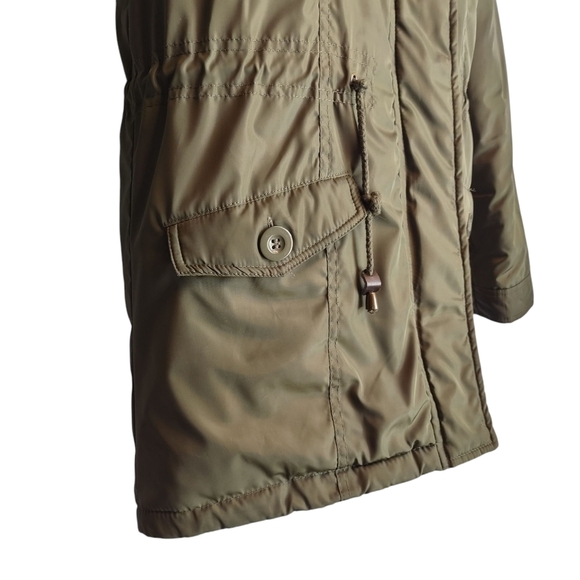 Rue21 Women's Olive Green Quilted Faux Fur Hood ZIP Up Coat Size Medium - Picture 8 of 13